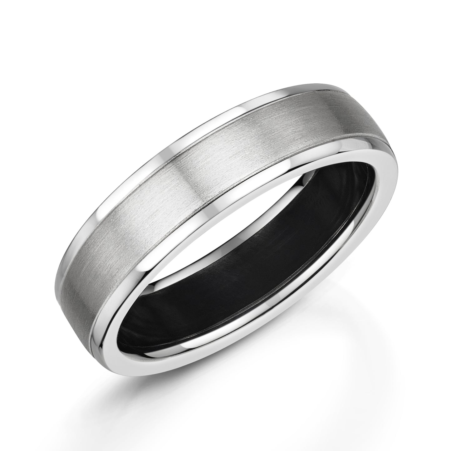 Matte Finish Platinum Centre with Polished Edges Wedding Band