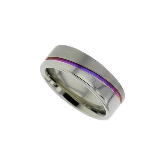 Zirconium flat profile 'Grooved' anodised 6.0mm to 7.0mm ring