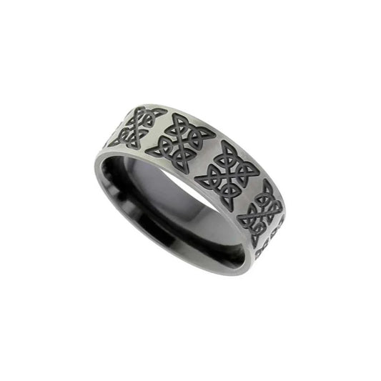 Black zirconium flat profiled 'Celtic Knot' 6.0mm to 7.0mm ring.