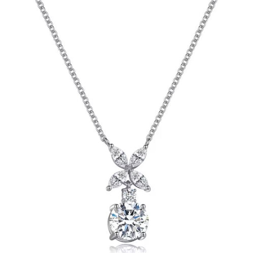 Carat silver 'Jasmine' Chicory round pendent necklace - CN925W-JASM-W