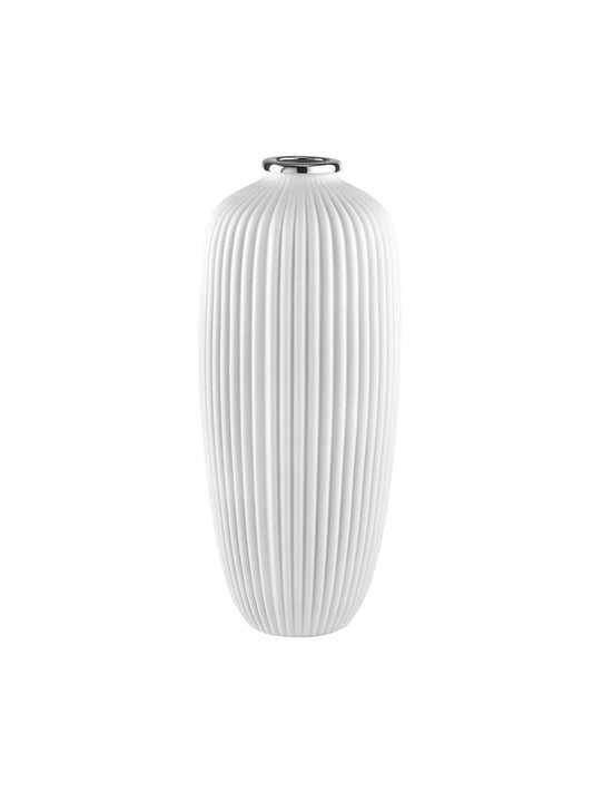 Argenesi 'Coste' white lined vase - 20cm x 45cm.