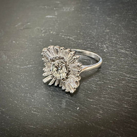 Pre owned 18ct white gold 'Firework' cluster ring - 1.90ct.