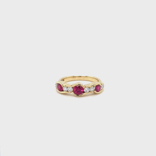 Video: Exquisite 18ct Yellow Gold Ruby and Diamond 'Hope' Eternity Ring in Motion