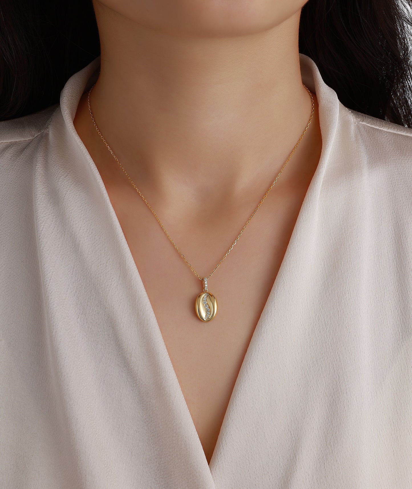 LAB GROWN: 9ct Yellow gold 'Esspresso' Diamond Set Pendant - 0.14ct