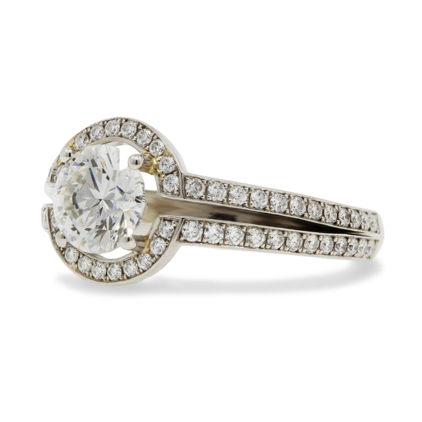 Round brilliant cut diamond solitaire ring.