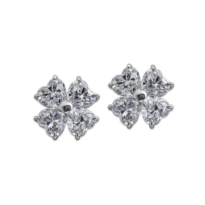 Carat heart shaped cluster flower studs - CE9KW-CADE-W