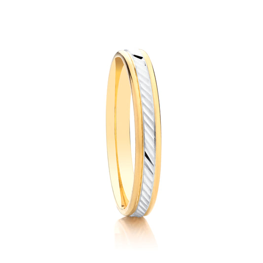 9ct 2.5mm Yellow & White Gold Wedding Ring