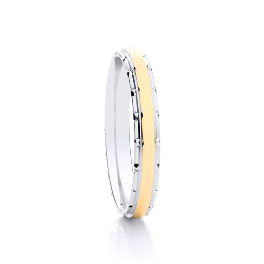 9ct 2.5mm White & Yellow Gold Wedding Ring