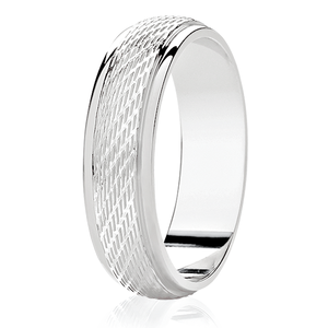 6.0mm Palladium 500 Diamond Cut Wedding Ring with Raised Textured Centre