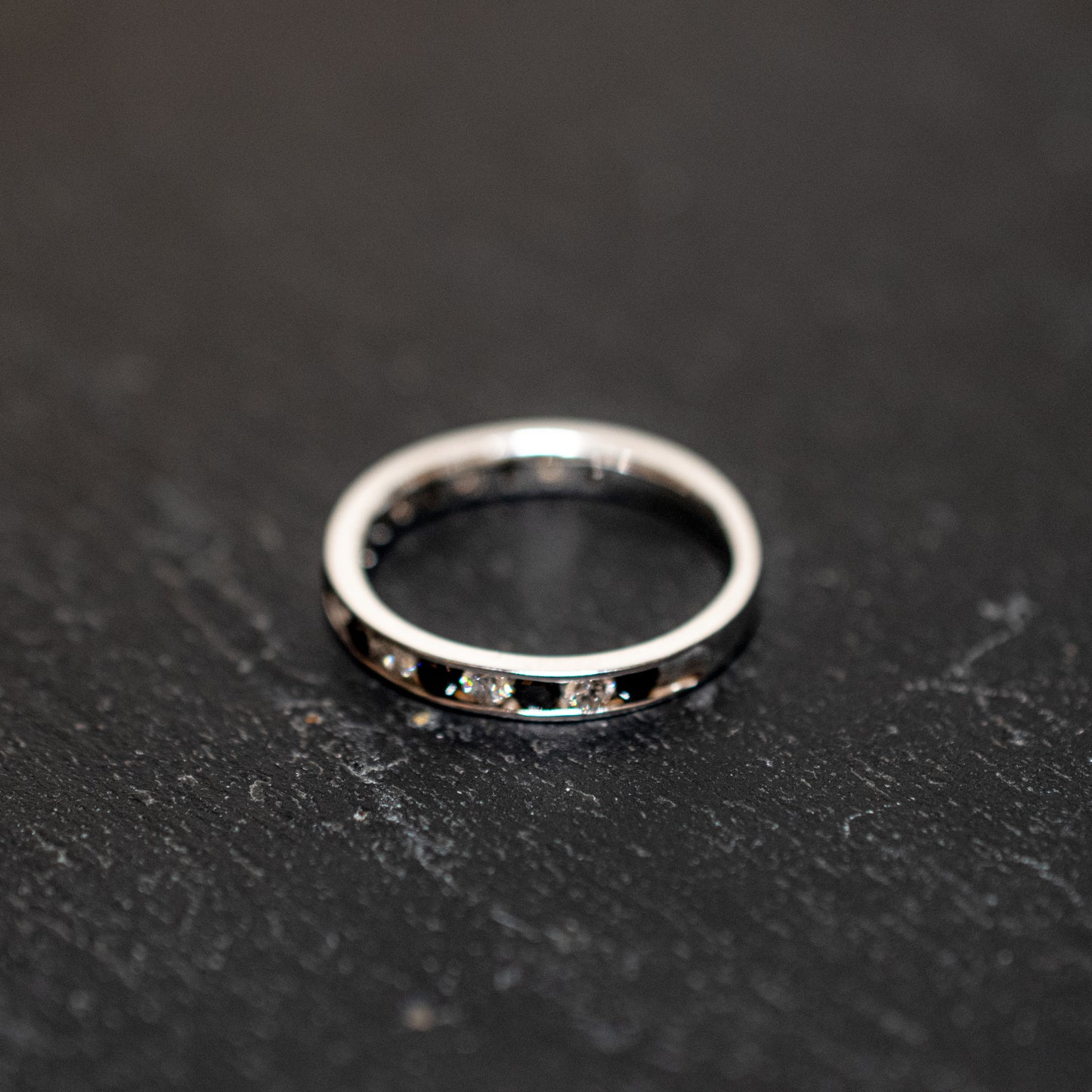 Pre-Owned: One Precious White Metal Black And White Diamond Half Eternity Ring - 0.85ct.