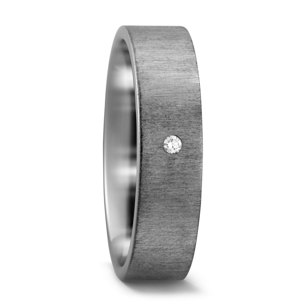 Titanium 6.0mm Diamond Set Wedding Band with Matte Finish. Henry D Johnstone Jewellers. Alderley Edge, Poynton, Cheshire.