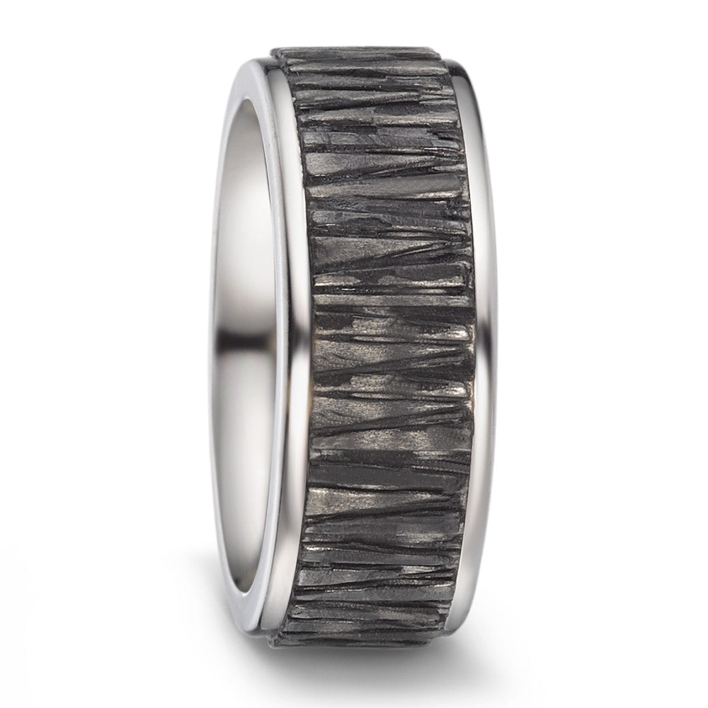 Titanium 8.0mm Textured Wedding Band. Henry D Johnstone Jewellers, Alderley Edge, Poynton, Cheshire.