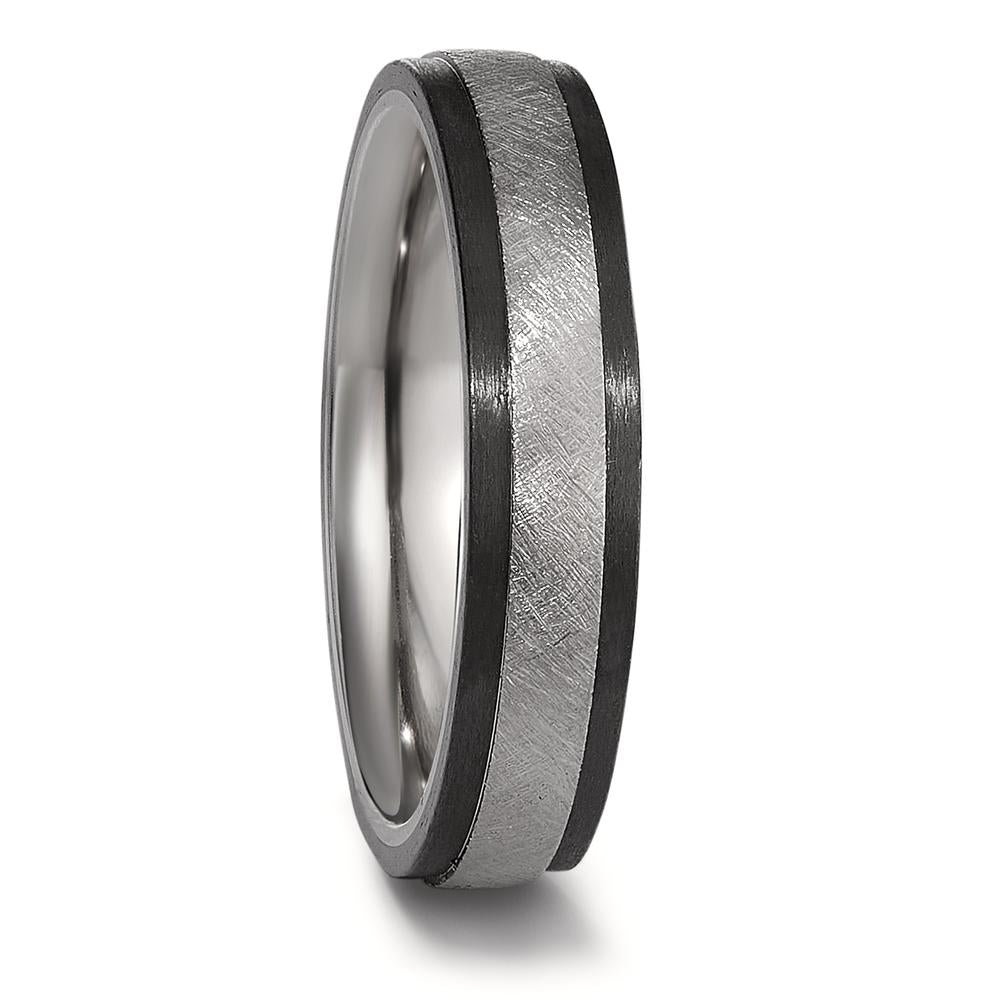5.0mm modern wedding band with titanium and carbon fibre. Henry D Johnstone Jewellers, Alderley Edge, Poynton, Cheshire.