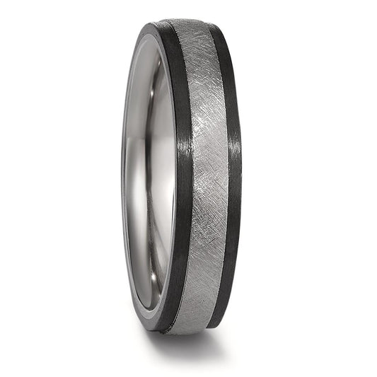 5.0mm modern wedding band with titanium and carbon fibre. Henry D Johnstone Jewellers, Alderley Edge, Poynton, Cheshire.