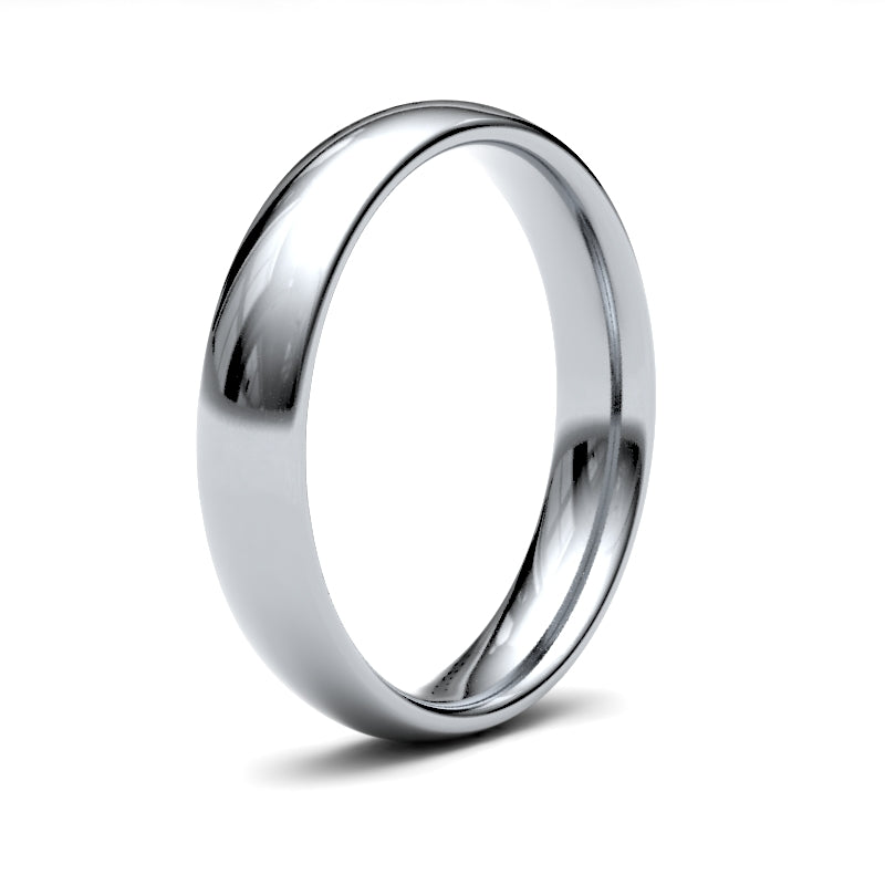 4mm Medium weight Court Wedding Ring in 9ct White Gold - Front View