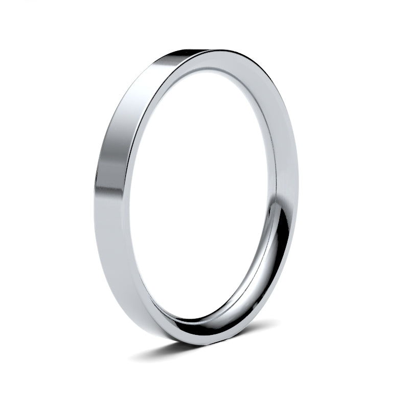 Ladies Flat Court Profile Wedding Bands.