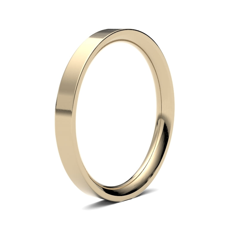 Ladies Flat Court Profile Wedding Bands.