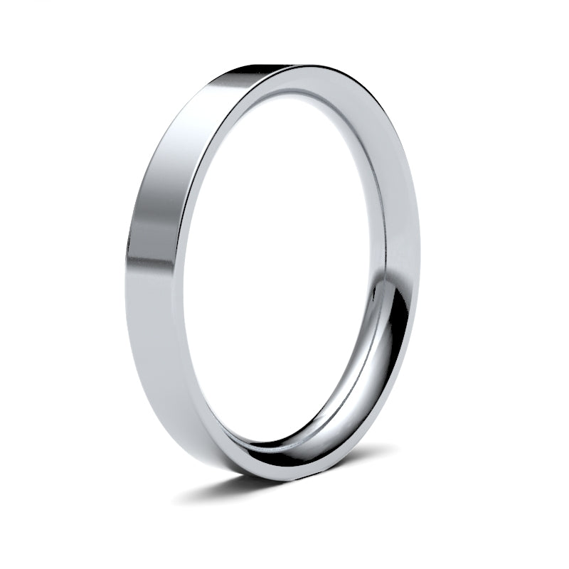 Ladies Flat Court Profile Wedding Bands.