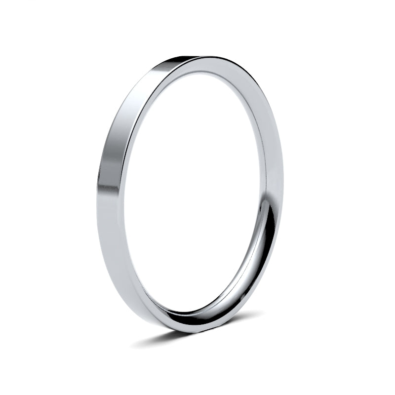 Ladies flat court profile wedding band