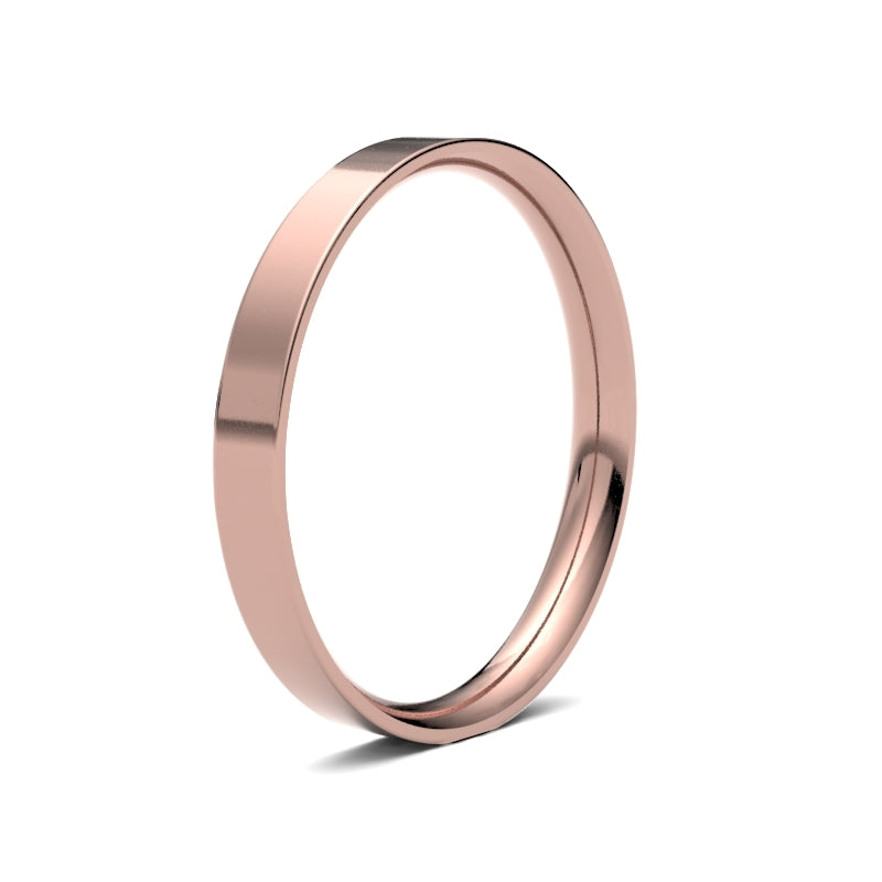 Ladies Flat Court Profile Wedding Bands.