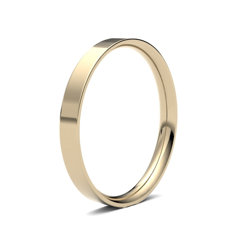 Ladies Flat Court Profile Wedding Bands.