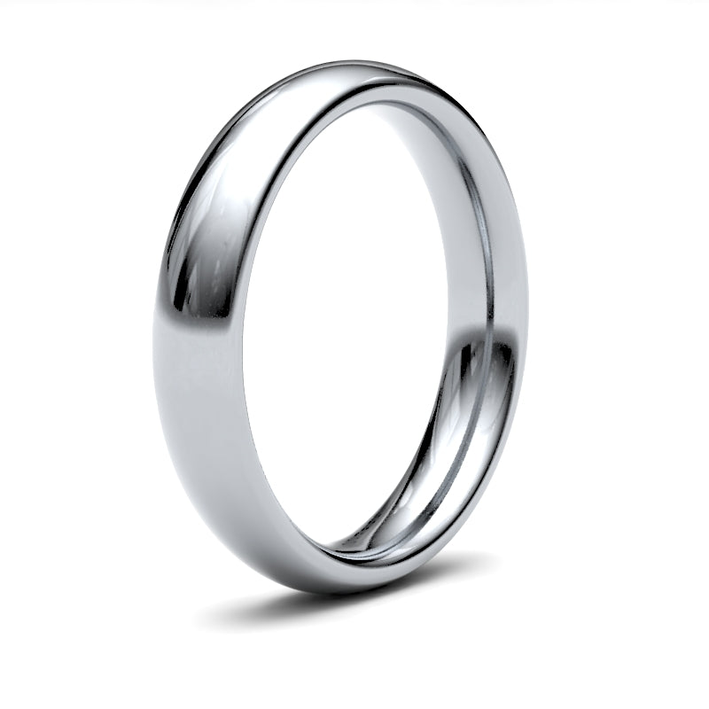 4mm Heavyweight Court Wedding Ring in 9ct White Gold - Side View
