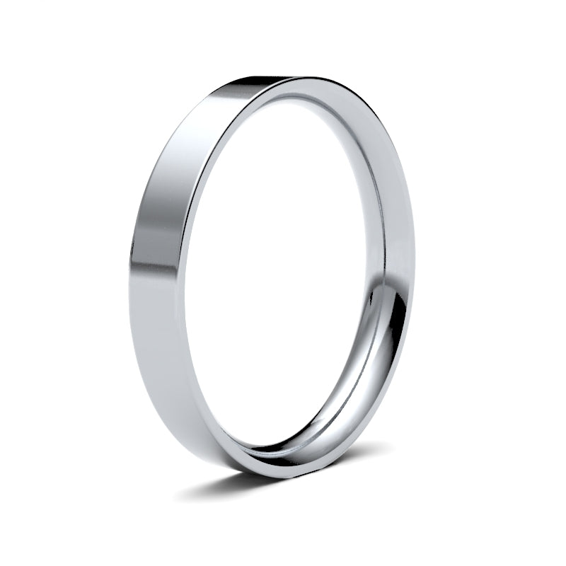 Ladies Flat Court Profile Wedding Bands.