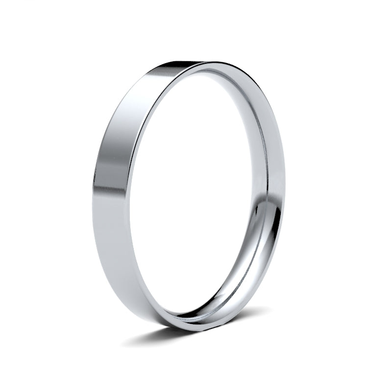 Ladies Flat Court Profile Wedding Bands.