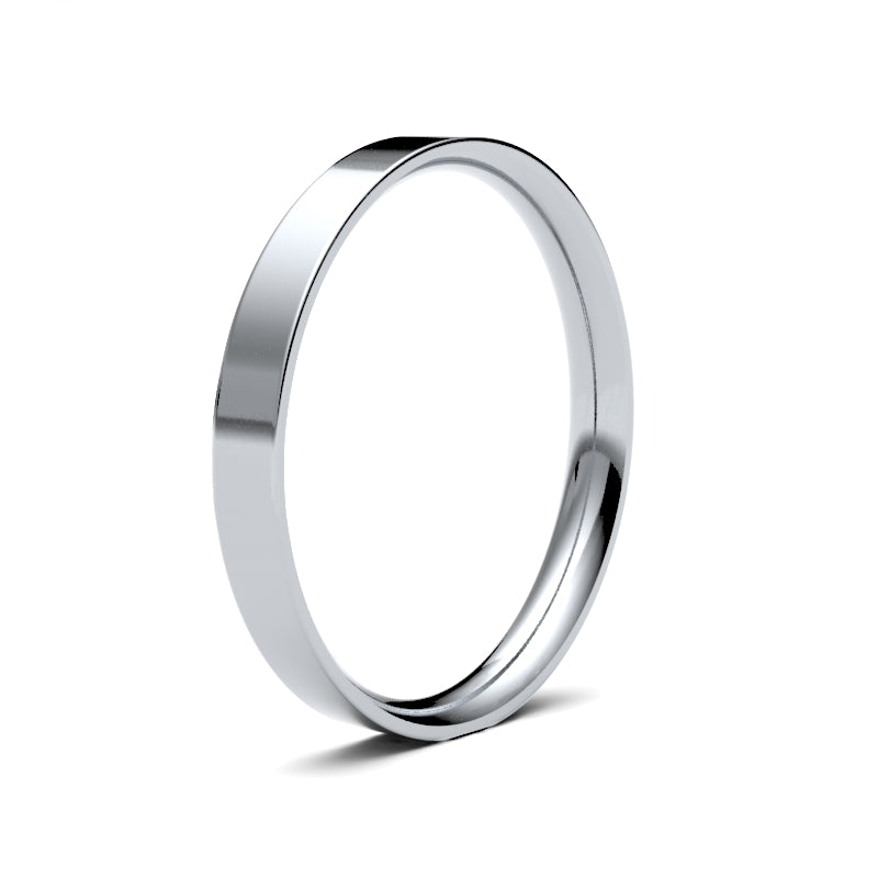 Ladies flat court profile wedding band