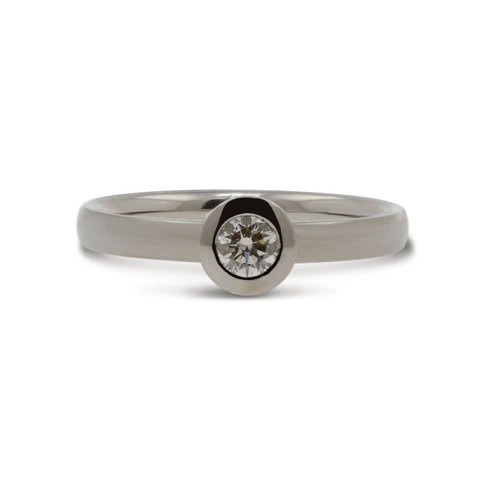 Sleek 2.5mm Titanium Solitaire Ring with Round Diamond - Matte