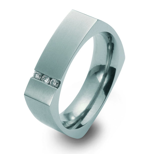 Titanium 6.0mm square design wedding band with diamonds. Henry D Johnstone Jewellers, Alderley Edge, Poynton, Cheshire.