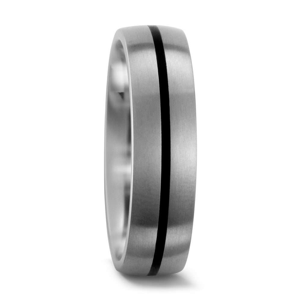 Titanium and Thin Black Ceramic Wedding Band. Henry D Johnstone Jewellers, Alderley Edge, Poynton, Cheshire.