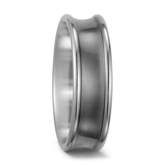 Contemporary titanium wedding band with raised edges