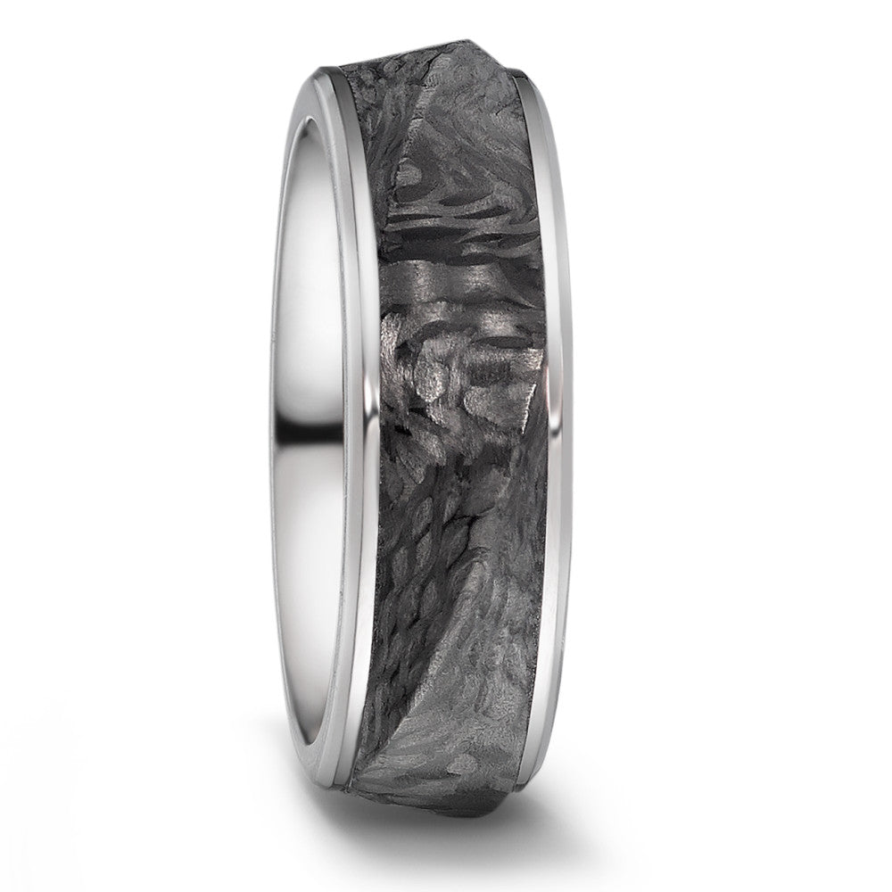 Titanium and Carbon Fibre Wedding Band with Sculptured Design