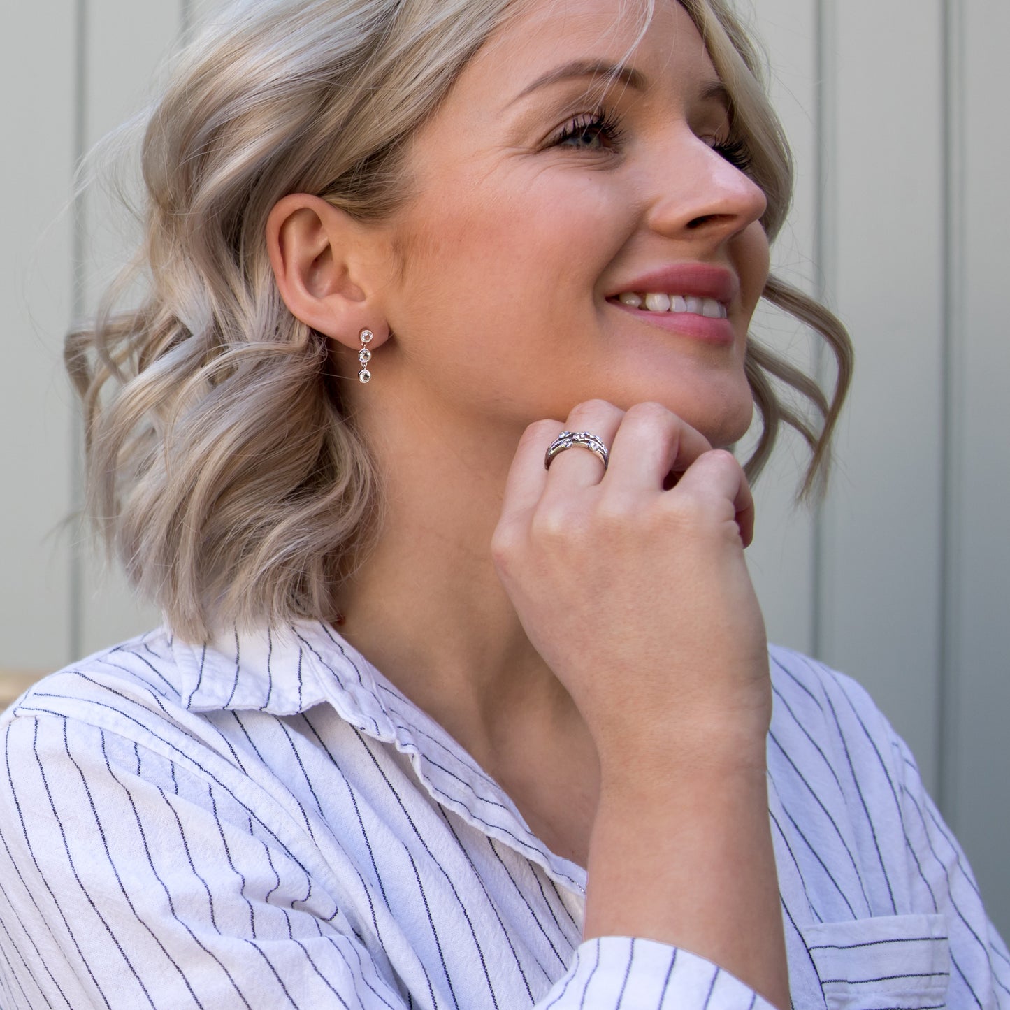 Hot Diamonds Tender White Topaz Triple Drop Earrings DE585.