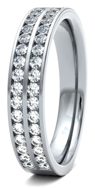 Round Brilliant Cut Diamond Double Row Channel Set Wedding Band