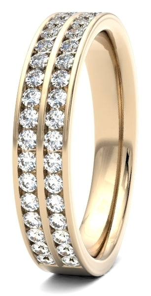 Round Brilliant Cut Diamond Double Row Channel Set Wedding Band