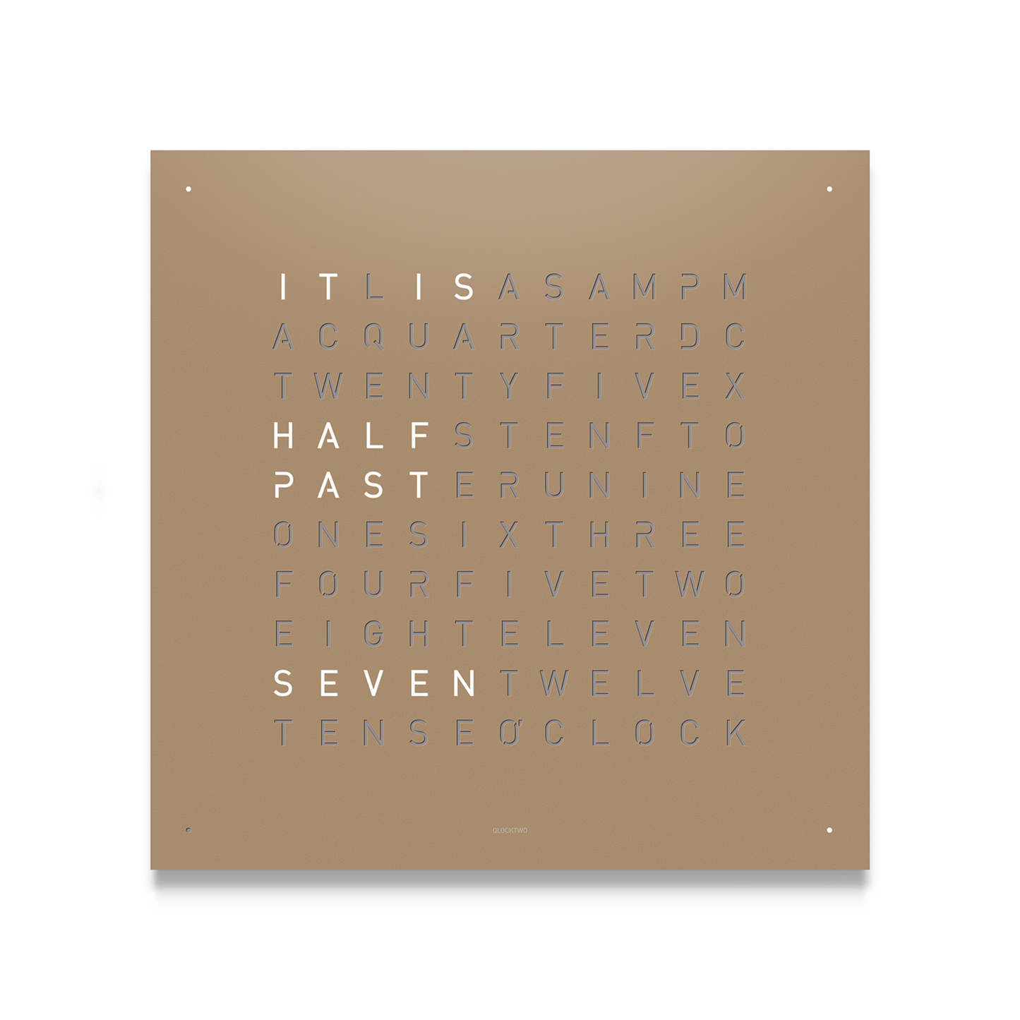 QLOCKTWO Earth Steel Powder Coated Clock - Hazelnut