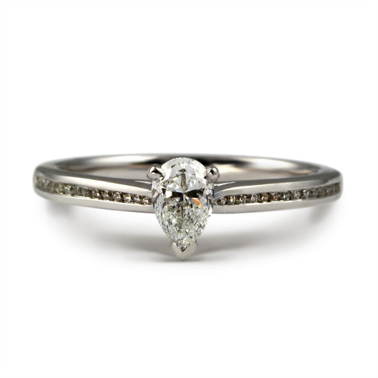 Platinum Pear Cut Diamond Solitaire Engagement Ring - 0.50ct