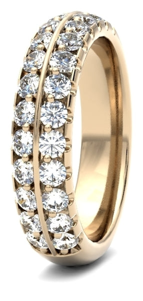 Unforgettable Union: Round Brilliant Cut Diamond Knife Edge Wedding Bands.