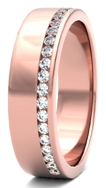 Offset Channel Diamond Wedding Ring