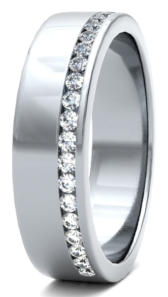Offset Channel Diamond Wedding Ring