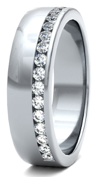 Offset Channel Diamond Wedding Ring