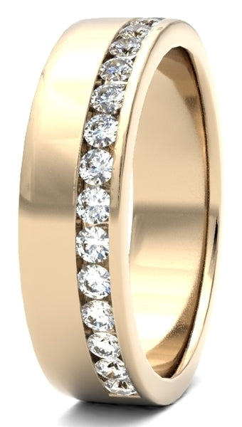 Offset Channel Diamond Wedding Ring