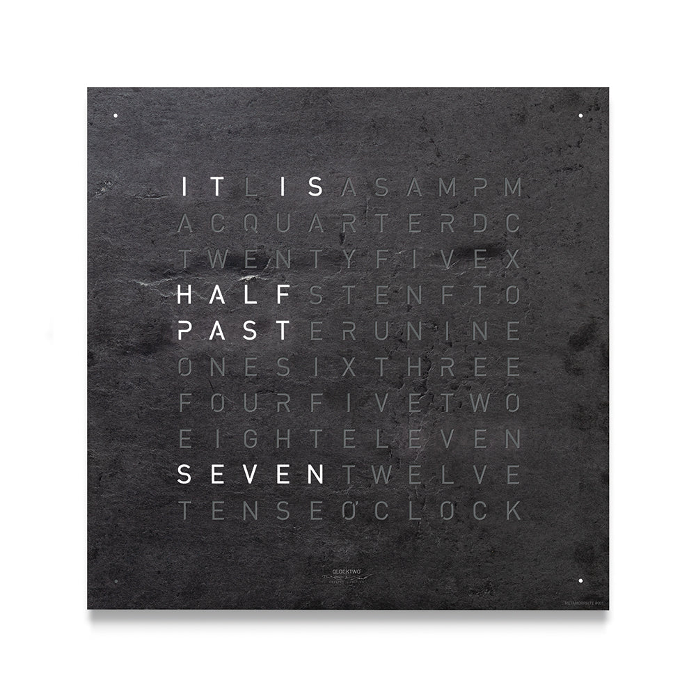 QLOCKTWO Earth 45 Creator's Edition Metamorphite. Henry D Johnstone Jewellers. Alderley Edge, Poynton, Cheshire.