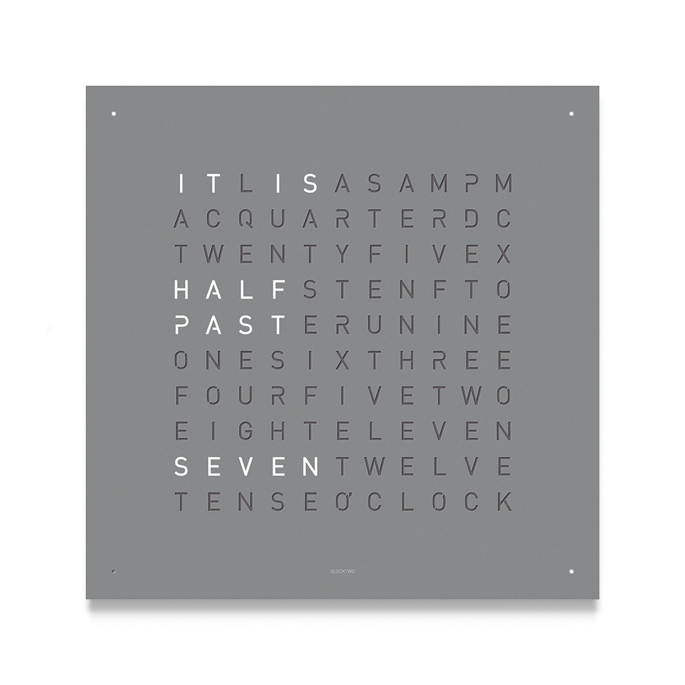 QLOCKTWO Earth Steel Powder Coated Clock - Grey Pepper