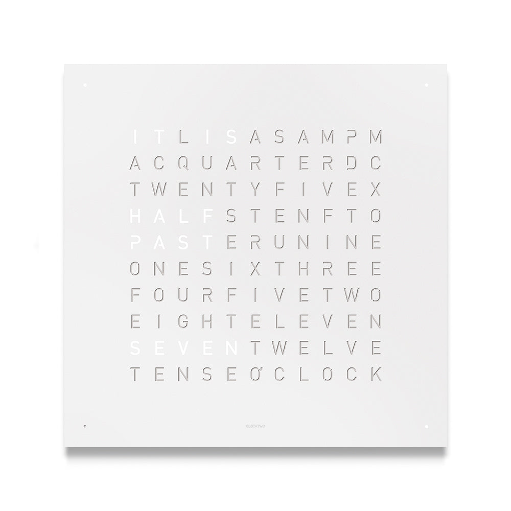 QLOCKTWO Earth Steel Powder Coated Clock - White Pepper