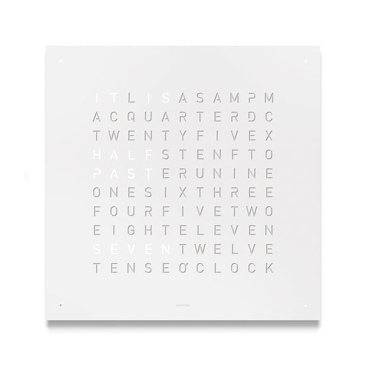 QLOCKTWO Earth Steel Powder Coated Clock - White Pepper. Henry D Johnstone Jewellers, Alderley Edge, Poynton, Cheshire.