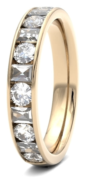 Radiant Unity: Round Brilliant & Baguette Diamond Channel Set Bands