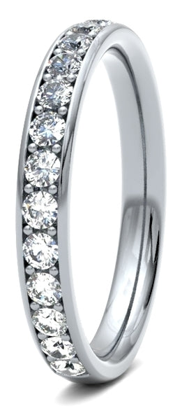 Symbol of Enduring Love: Tailored Round Brilliant Cut Diamond Channel & Grain Set Wedding Band.